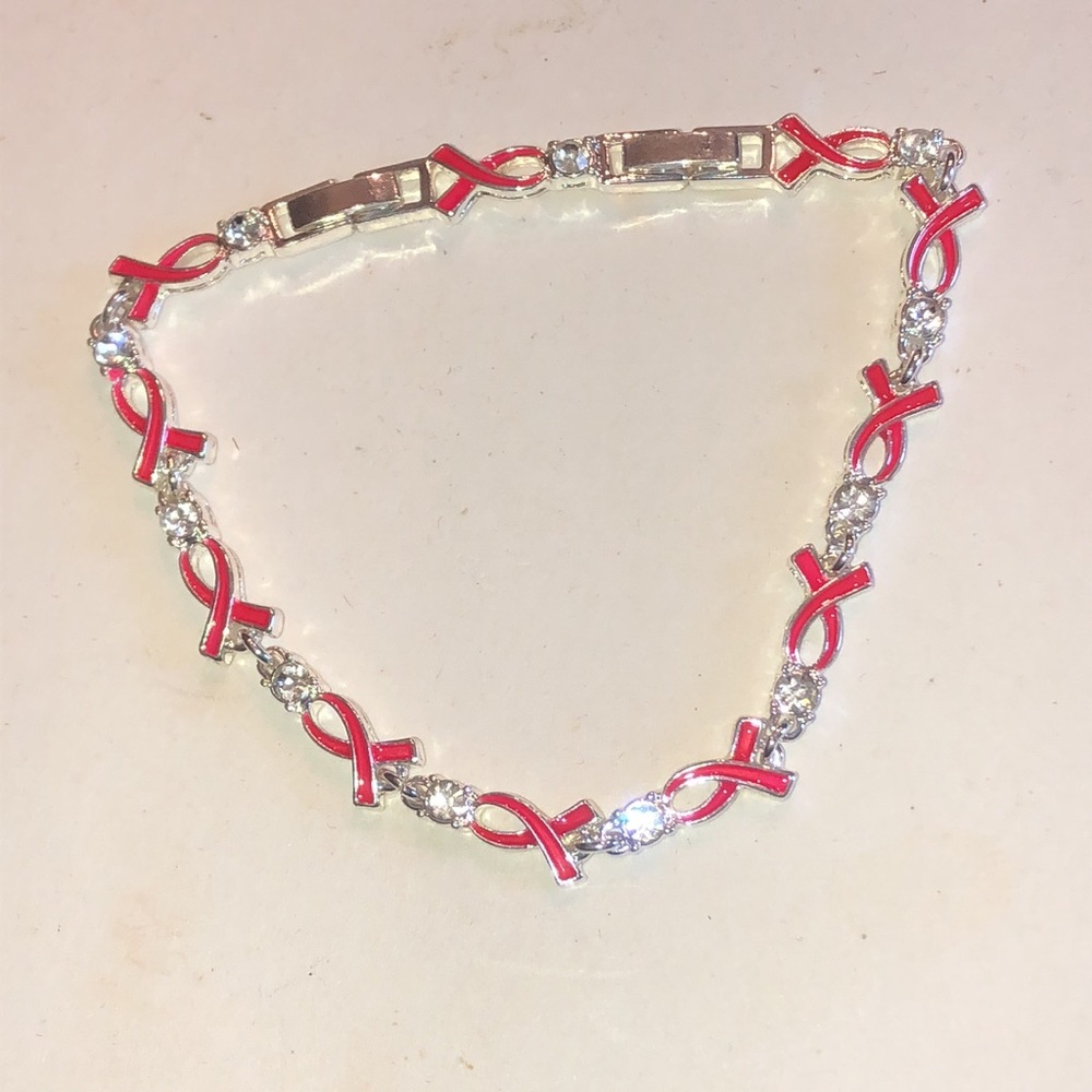 Avon Pink Ribbon BCA Breast Cancer Ribbon Link Bracelet